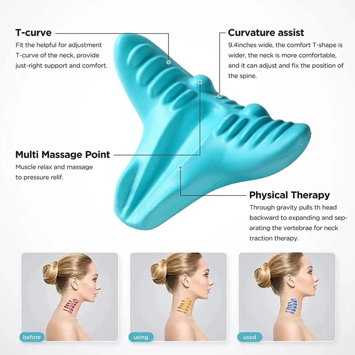 Neck And Shoulder Relaxer Cervical Traction Pillow For Pain Relief And Posture Support 2