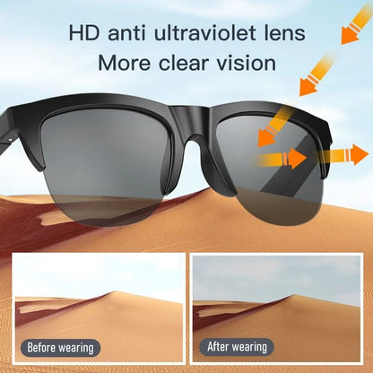 Touch Control Bluetooth Glasses With Bone Conduction And Wireless Headphones 3