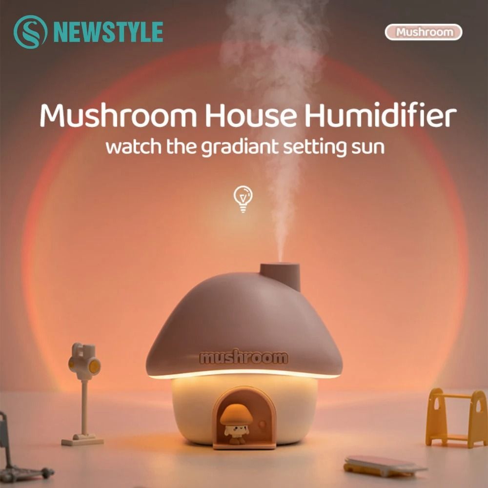 Cartoon Mushroom Air Humidifier 300ml With Colorful Night Light 1