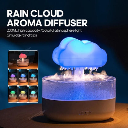 Zen Rain Cloud Aroma Diffuser And Air Humidifier With Raindrop Effect