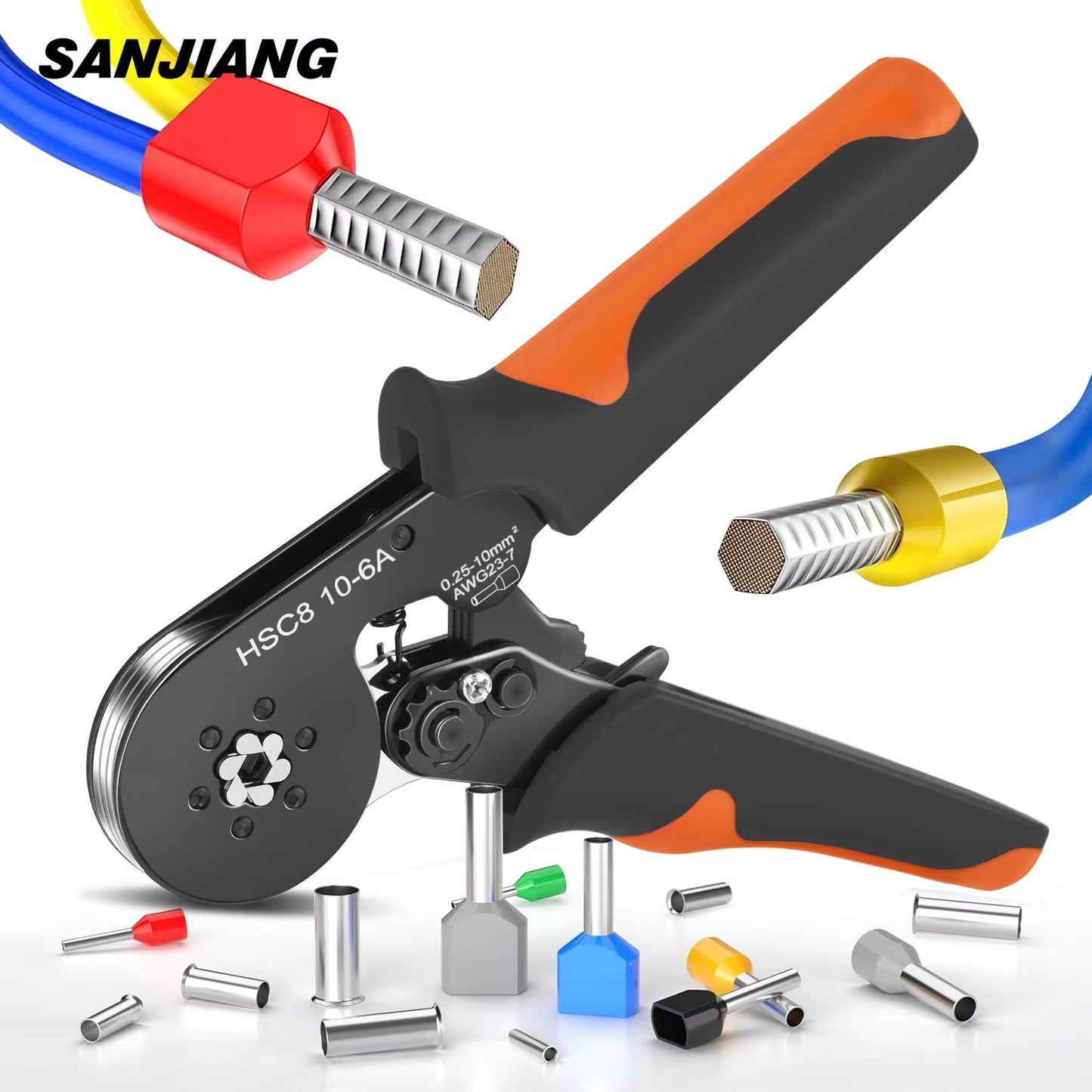 Hexagonal SelfAdjusting Ratchet Crimping Tool Kit With Ferrule Sleeves  Professional Wire Crimper 0 4