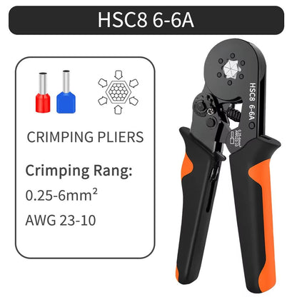 Hexagonal SelfAdjusting Ratchet Crimping Tool Kit With Ferrule Sleeves  Professional Wire Crimper 0 7