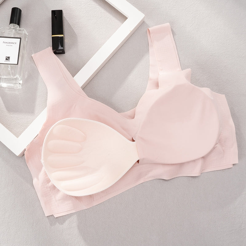 Women Ice Silk Bra Seamless Vest Bras, Push Up Underwear Lingerie, Sleep Top Padded Bralette Soutien Support