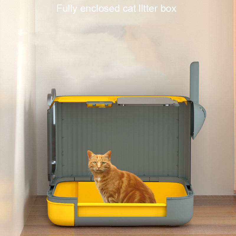 Fully Enclosed Cat Litter Box With Pet UV Lights Top Drawer InOut Door Control Disinfecting  Deodor 4
