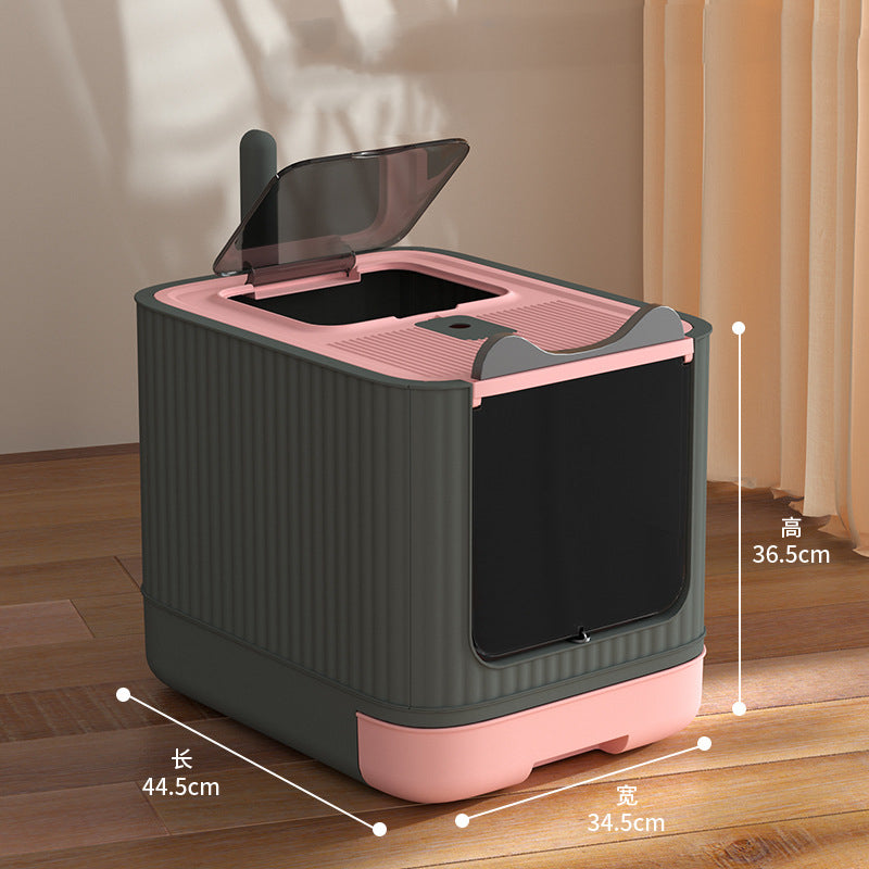 Fully Enclosed Cat Litter Box With Pet UV Lights Top Drawer InOut Door Control Disinfecting  Deodor 6