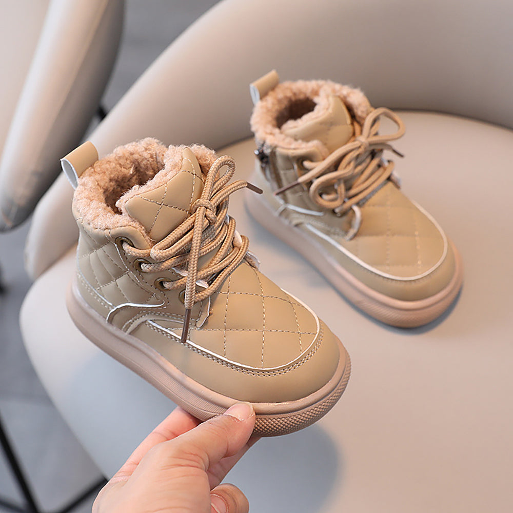 Thick Warm Cotton Velvet Shoes For Kids, Autumn Winter Plush Boots For Children, Soft Soled Casual Snow Boots Girls Boys
