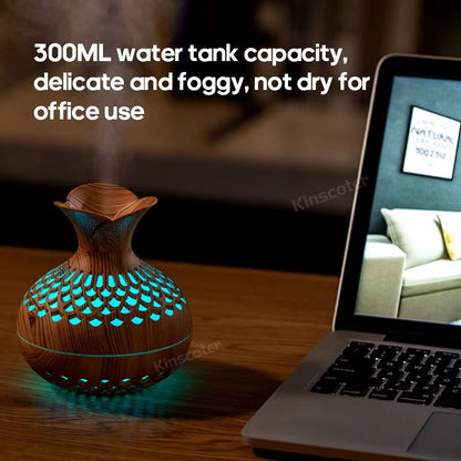 Wood Grain USB Humidifier  300ml Ultrasonic Aroma Diffuser And Cool Mist Air Freshener For Home Or  1