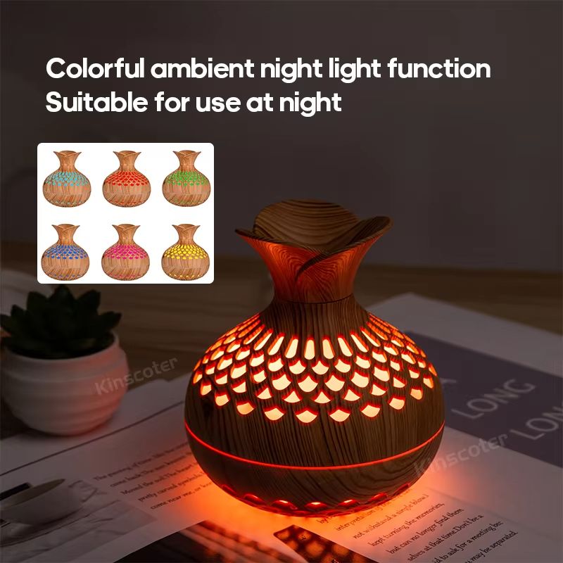 Wood Grain USB Humidifier  300ml Ultrasonic Aroma Diffuser And Cool Mist Air Freshener For Home Or  2