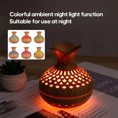 Wood Grain USB Humidifier  300ml Ultrasonic Aroma Diffuser And Cool Mist Air Freshener For Home Or  2