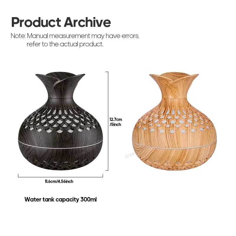 Wood Grain USB Humidifier  300ml Ultrasonic Aroma Diffuser And Cool Mist Air Freshener For Home Or  5