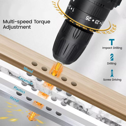 Rechargeable Cordless Drill Screwdriver With Lithium Battery Display  Impact Function Multifunction 1