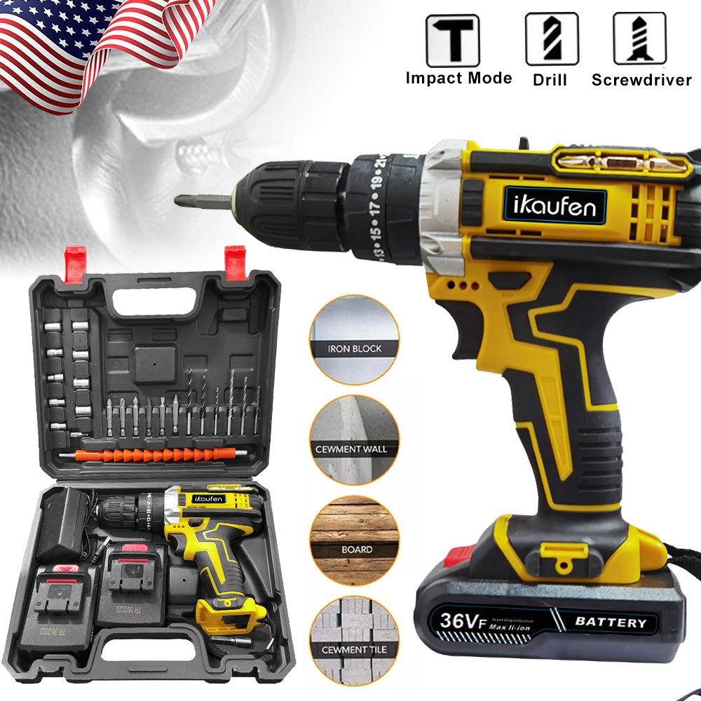 Rechargeable Cordless Drill Screwdriver With Lithium Battery Display  Impact Function Multifunction 7