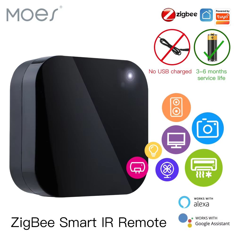 MOES Tuya ZigBee Smart IR Remote – Universal Infrared Remote Controller Compatible with Alexa and Google Home