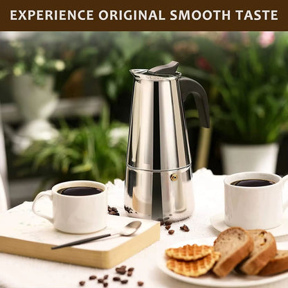 Classic Stovetop Moka Pot Espresso Maker  Italian Style Coffee Percolator 469 Cup Options 4