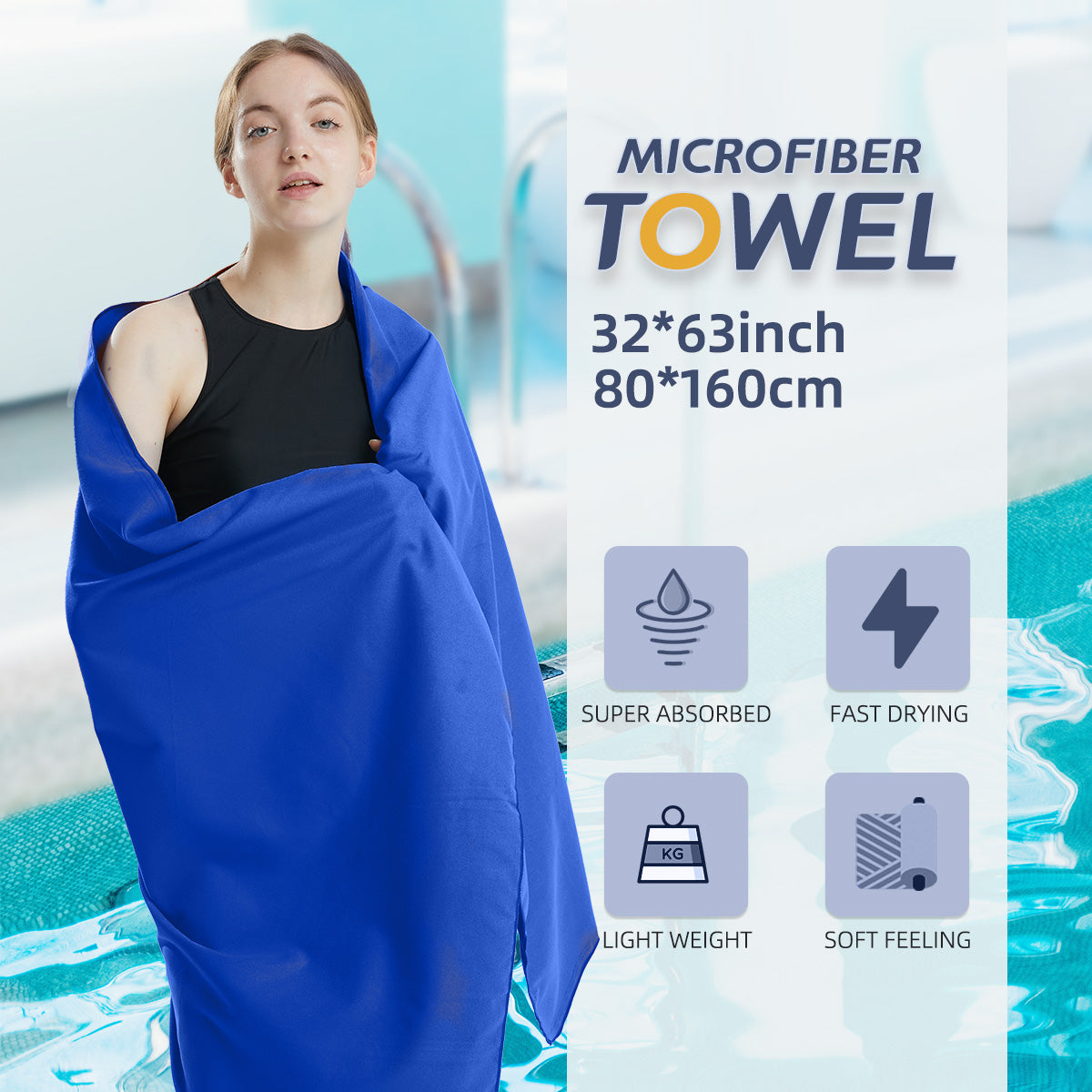 Lightweight Microfiber Towel Quick Dry Sports Travel Beach Towel Sandproof Soft Absorbent Towel for Gym, Swimming