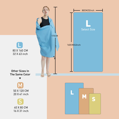 Lightweight Microfiber Towel Quick Dry Sports Travel Beach Towel Sandproof Soft Absorbent Towel For 2