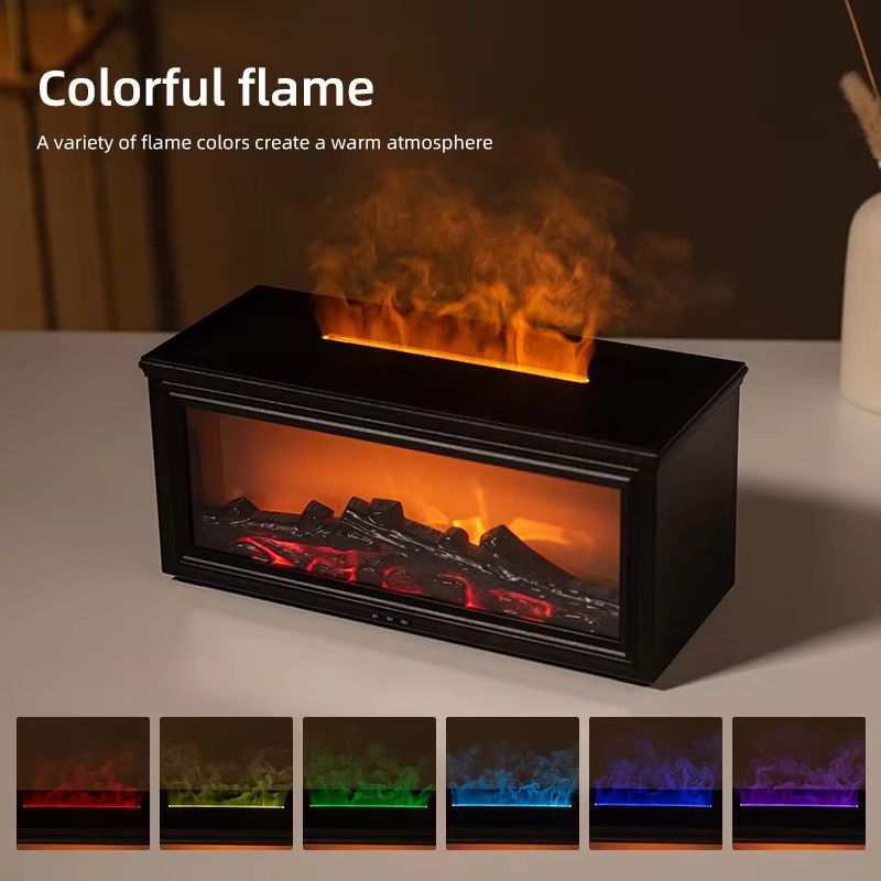 Mini Flame Essential Oil Diffuser With 7Color LED  Aromatherapy Fireplace Humidifier 1