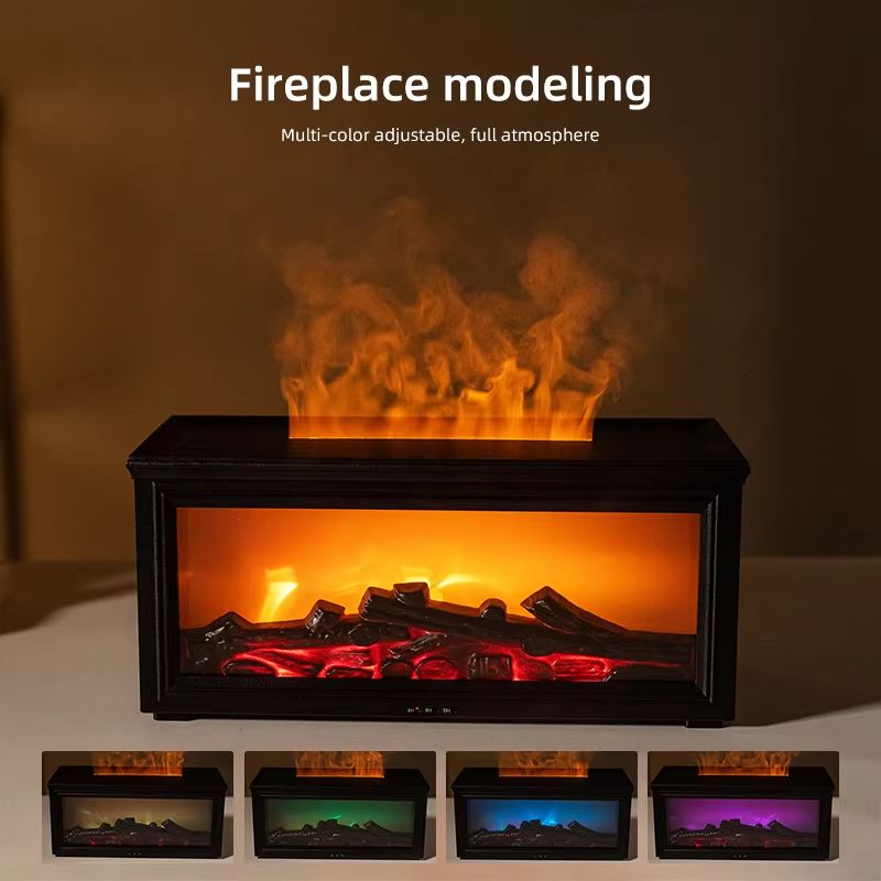 Mini Flame Essential Oil Diffuser With 7Color LED  Aromatherapy Fireplace Humidifier 2