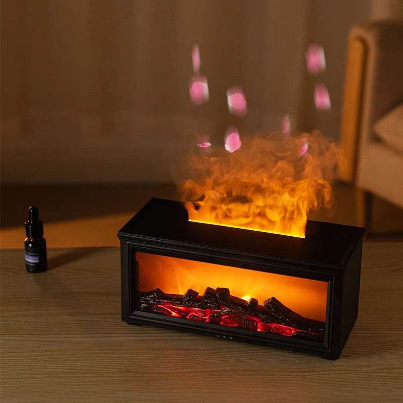 Mini Flame Essential Oil Diffuser With 7Color LED  Aromatherapy Fireplace Humidifier 4