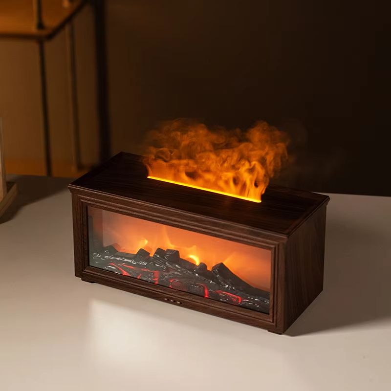 Mini Flame Essential Oil Diffuser With 7Color LED  Aromatherapy Fireplace Humidifier 8