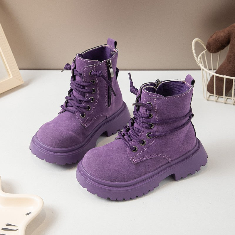 PU Leather Autumn Fashion Boots For Girls, Trend Teenager Girl's Boots, Waterproof Platform Kids Boots