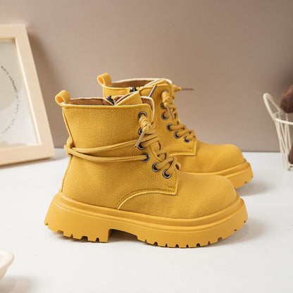 PU Leather Autumn Fashion Boots For Girls, Trend Teenager Girl's Boots, Waterproof Platform Kids Boots