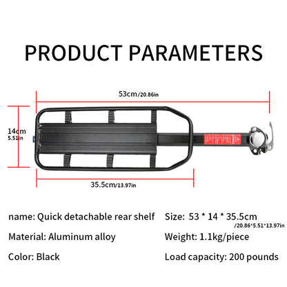 Aluminum Alloy Mountain Bike Carrier With Reflective Plate, Quick Release Rear Shelf Rack Riding Equipment, Bicycle Part