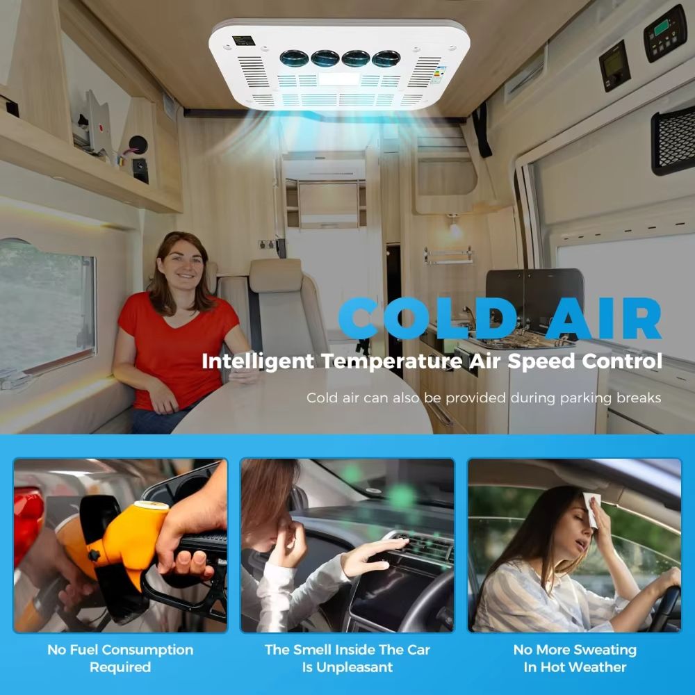 Rooftop 12V24V Electric Parking Air Conditioner  UltraQuiet 13500 BTU Cooling System With Wireless