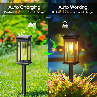 Solar Lights Warm White, Super Bright Outdoor Yard, Pathway & Garden Walkway Lights