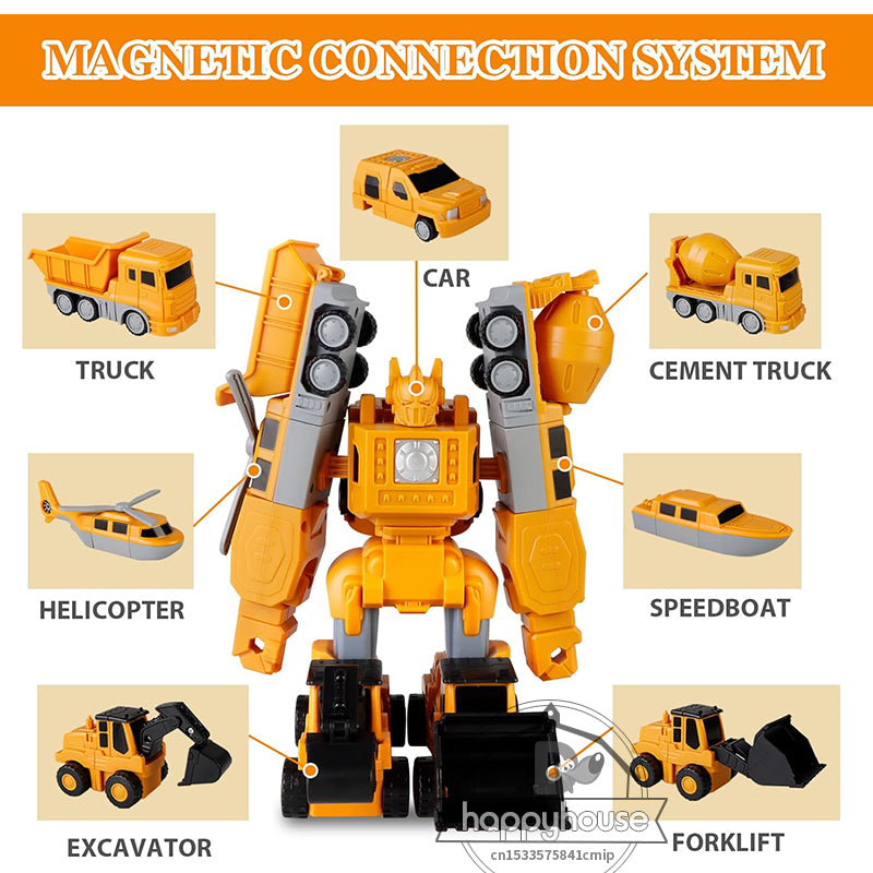 Transforming Robot Car Toy Magnetic Transform Engineering Car Assembled Toys  Magnetic Blocks For K 3