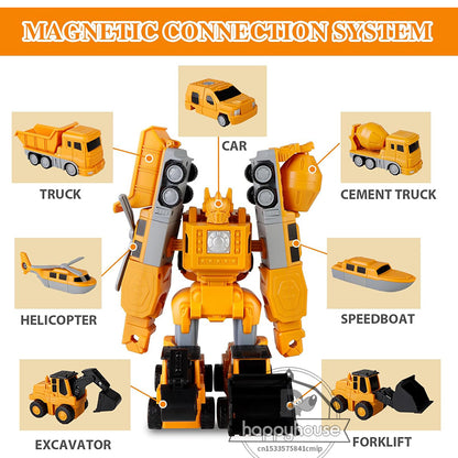 Transforming Robot Car Toy Magnetic Transform Engineering Car Assembled Toys  Magnetic Blocks For K 3