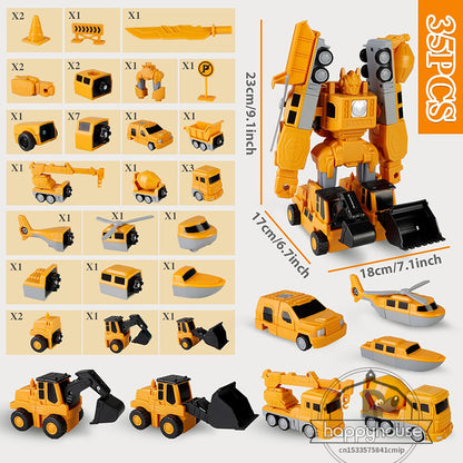 Transforming Robot Car Toy Magnetic Transform Engineering Car Assembled Toys  Magnetic Blocks For K 7