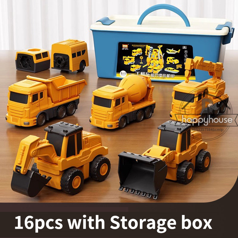 Transforming Robot Car Toy, Magnetic Transform Engineering Car Assembled Toys & Magnetic Blocks for Kids Activities