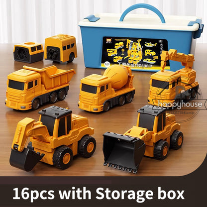Transforming Robot Car Toy, Magnetic Transform Engineering Car Assembled Toys & Magnetic Blocks for Kids Activities