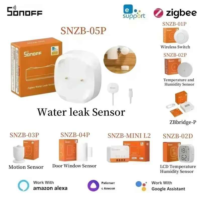 SONOFF SNZB-05P Zigbee Water Leak Sensor with Smart Home Alert System