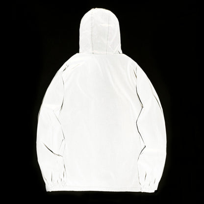 Mens Night Reflective Jackets With Hood Double Fabric Hip Hop Windbreaker Waterproof Zipper Coats   2