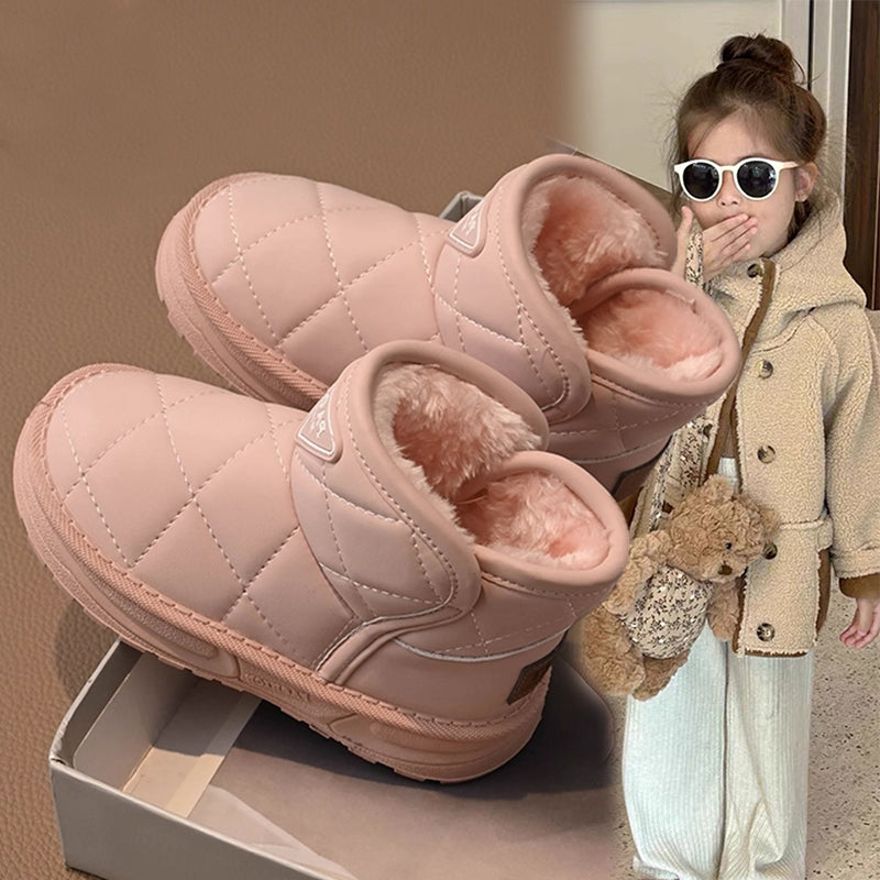 Kids Winter Snow Boots, Cute Warm Anti Slip Shoes for Boys Girls, Children Plush Short Boot Sneakers Fashion