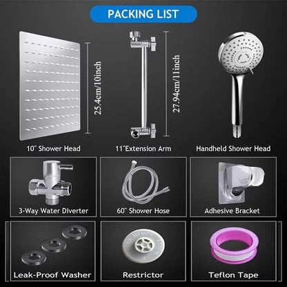 Premium ChromePlated Concealed Shower Set With Stainless Steel Pressurized Handheld Spray 3