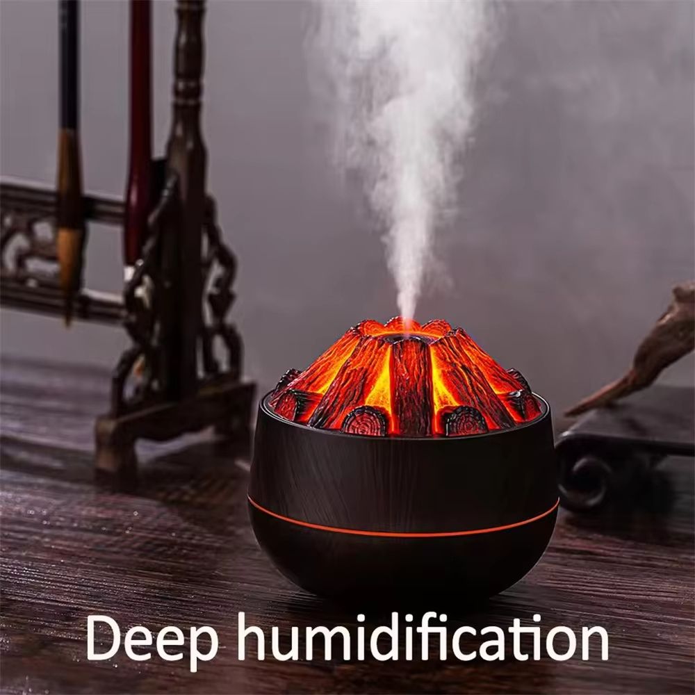 Charcoal Flame Aromatherapy Humidifier  300ml Ultrasonic Essential Oil Diffuser With Night Light Fo 2