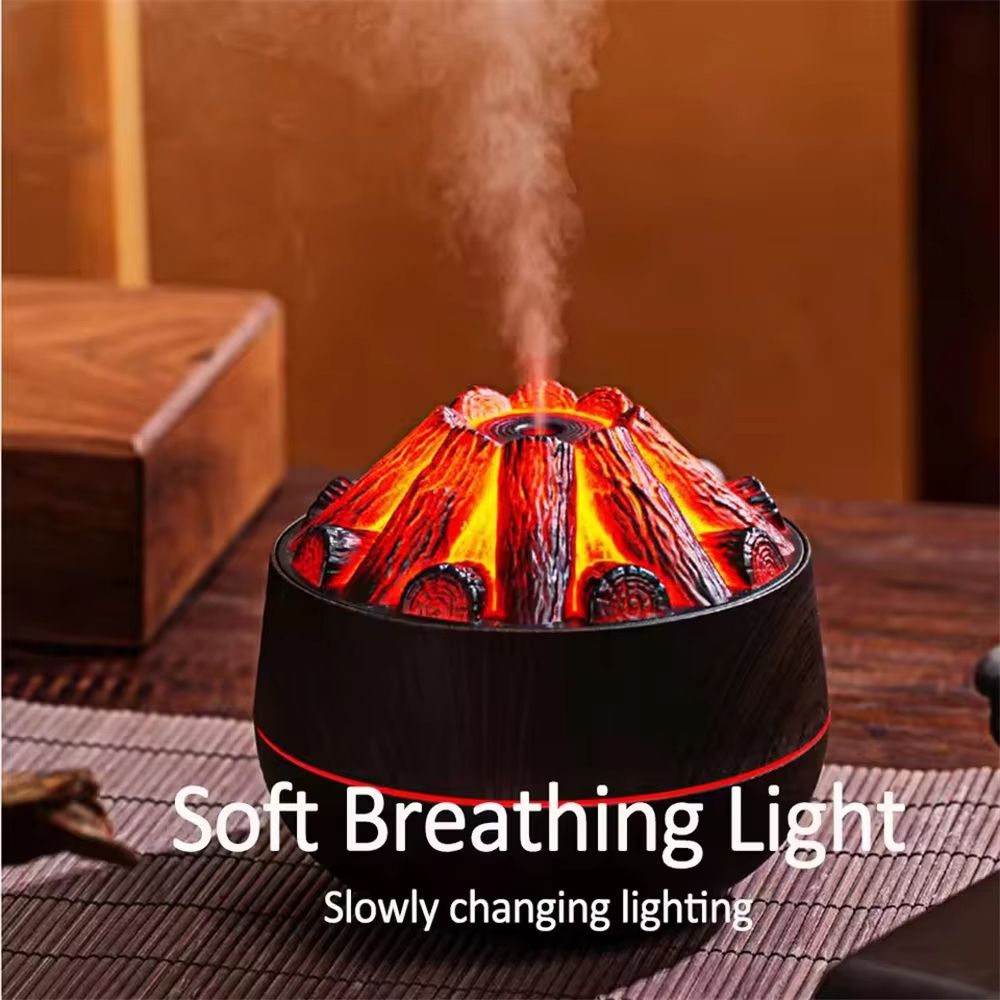 Charcoal Flame Aromatherapy Humidifier  300ml Ultrasonic Essential Oil Diffuser With Night Light Fo 3