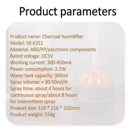 Charcoal Flame Aromatherapy Humidifier  300ml Ultrasonic Essential Oil Diffuser With Night Light Fo 5