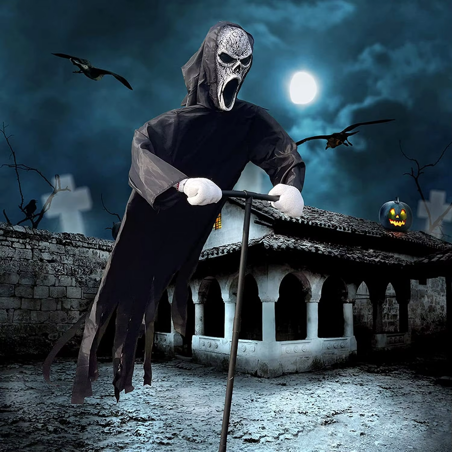 Ghost Scarecrow Decorations Halloween Decor For Garden Outside Hanging Scary Creative Courtyard Bir 1