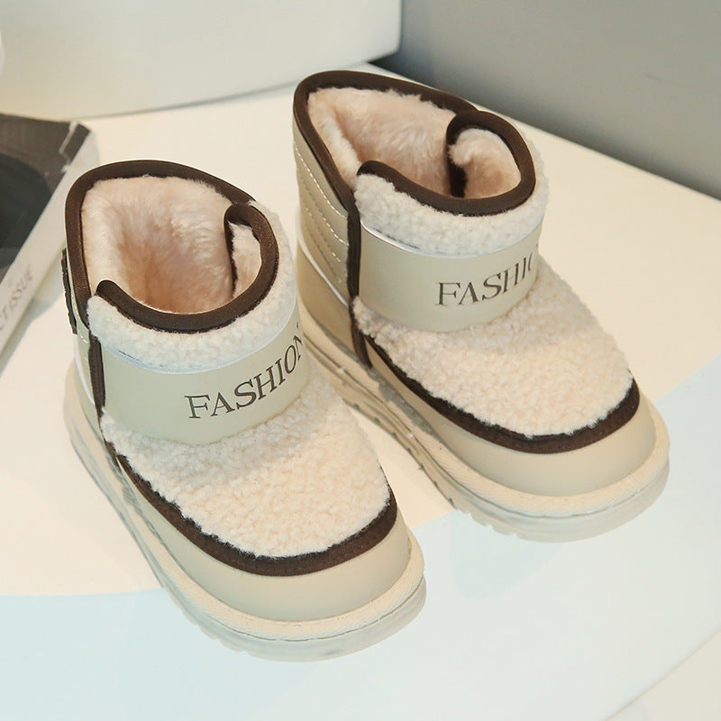 Luxury Fashion Cute Soft Kids Snow Boots, Winter Girls Short Boots Plush, Outdoor Non Slip School Hiking Cotton Shoes