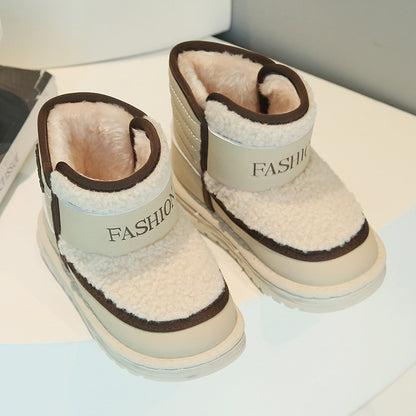 Luxury Fashion Cute Soft Kids Snow Boots, Winter Girls Short Boots Plush, Outdoor Non Slip School Hiking Cotton Shoes