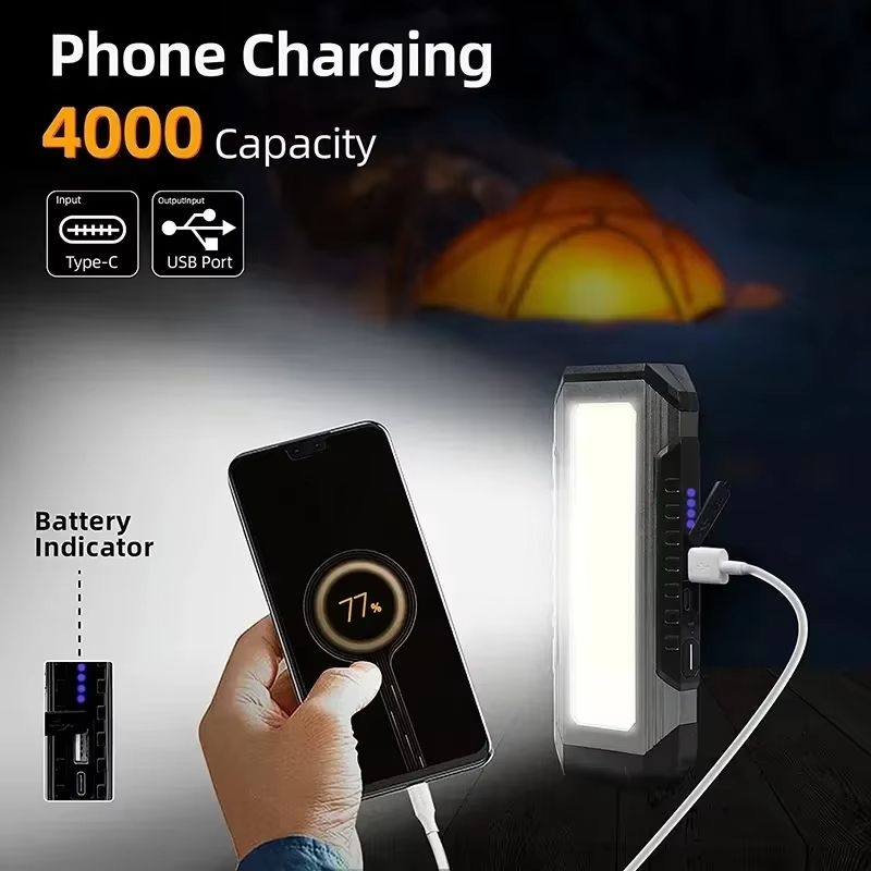 COB LED Work Light  USB Rechargeable Flashlight And Power Bank With Magnetic Base Waterproof Portab 2
