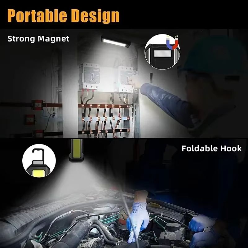 COB LED Work Light  USB Rechargeable Flashlight And Power Bank With Magnetic Base Waterproof Portab 3