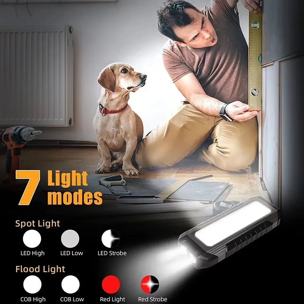 COB LED Work Light  USB Rechargeable Flashlight And Power Bank With Magnetic Base Waterproof Portab 4