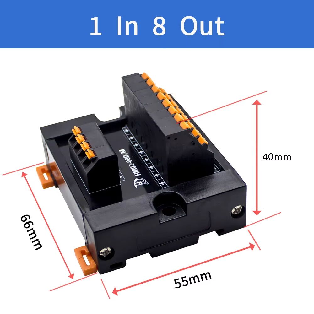DIN Rail Terminal Block Module  1in MultiOut Spring Loaded PushIn Power Splitter For Electrical Wir 9