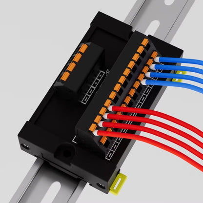 DIN Rail Terminal Block Module  1in MultiOut Spring Loaded PushIn Power Splitter For Electrical Wir 1