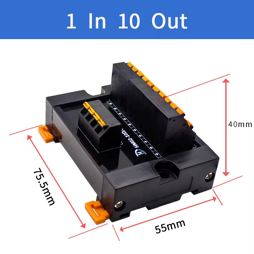 DIN Rail Terminal Block Module  1in MultiOut Spring Loaded PushIn Power Splitter For Electrical Wir 8